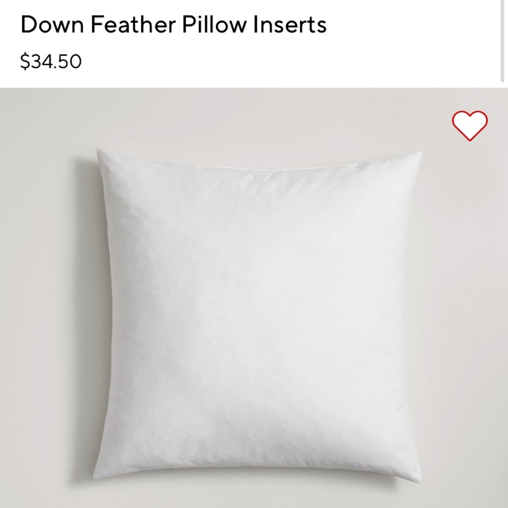 Pottery Barn Down Pillow Insert 26 x 26